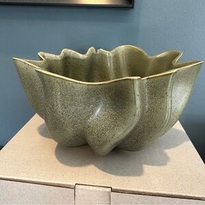 Ferm Living Olive Green Sculptural Ceramic Bowl